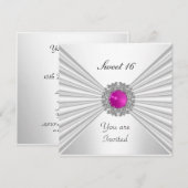Zoete 16 Feest Uitnodiging Wit Roze Jewel (Voorkant / Achterkant)