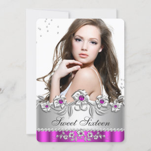 Zoete 16 Foto Hot Roze Zilver Diamant Juwelen Fees Kaart