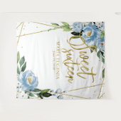 Zoete 16 goud folie stoffige blauwe bloemen achter wandkleed (Voorkant (horizontaal))