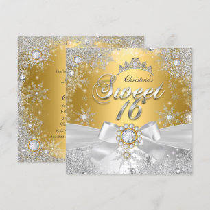 Zoete 16 Goud Zilver Prinses Winter Wonderland Kaart