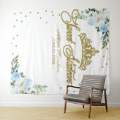 Zoete 16 Gouden Tiara Blauwe Bloemen Achtergrond Wandkleed (In Situ (horizontaal))