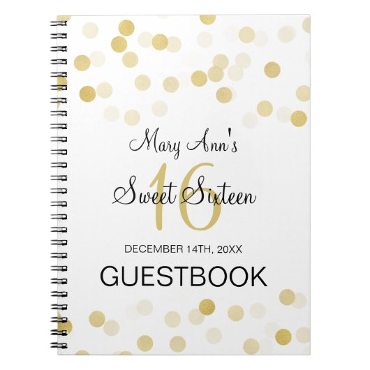 Zoete 16 Guestbook Faux Gold Foil Glitter Lights Notitieboek (Voorkant)