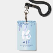 Zoete 16 Ijsblauwe Metallic Verjaardagsuitnodiging Badge (Voorzijde met lanyard)