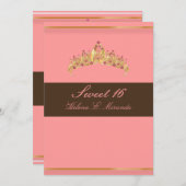 Zoete 16/ in roze chocolade tiara kaart (Voorkant / Achterkant)