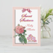 zoete 16-inktroze roze en strepen kaart (Staand voorkant)