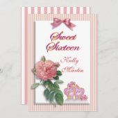 zoete 16-inktroze roze en strepen kaart (Voorkant / Achterkant)
