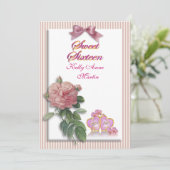zoete 16-inktroze roze en strepen kaart (Staand voorkant)