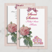 zoete 16-inktroze roze en strepen kaart (Voorkant / Achterkant)