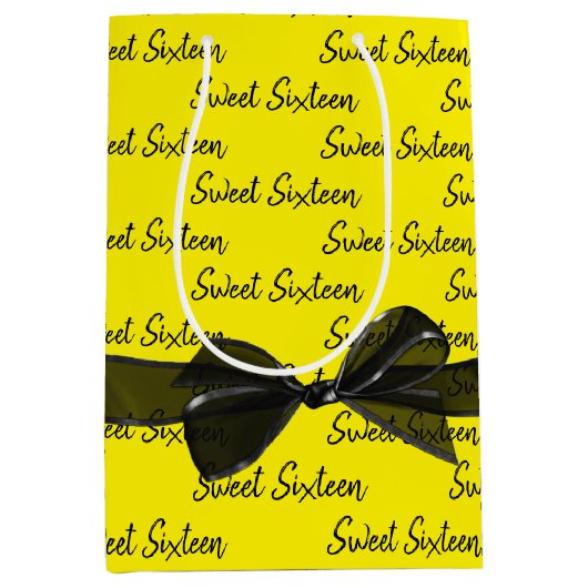 Zoete 16-jarige baard op geel medium cadeauzakje (Voorkant)