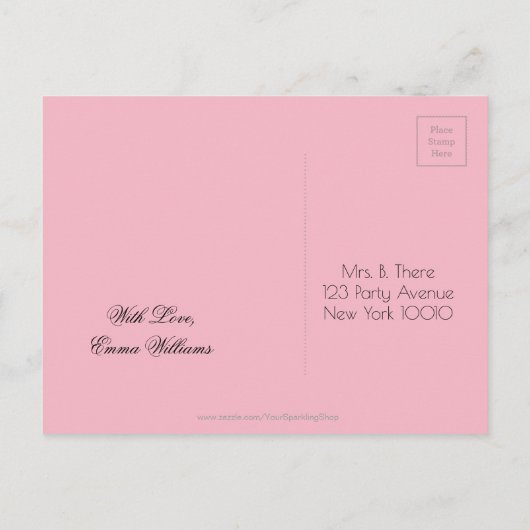 Zoete 16-jarige partij sparen de datum zacht roze aankondigingskaart (Achterkant)