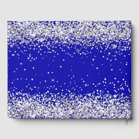 Zoete 16 koningsblauwe jurk glitter gastenboek (Achterkant)