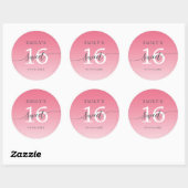 Zoete 16 Lemonade Roze Ombre Aangepaste Naam Datum Ronde Sticker (Vel)