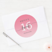 Zoete 16 Lemonade Roze Ombre Aangepaste Naam Datum Ronde Sticker (Envelop)