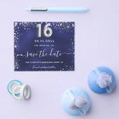 Zoete 16 marineblauw zilverglitter, sparen datumbu flyer (Enkel)