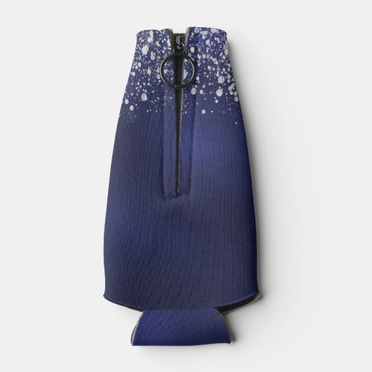 Zoete 16 marineblauwe zilveren glitter naam flesjeskoeler (Achterkant)