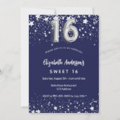 zoete 16 marinesblauwe zilversterren luxe kaart (Voorkant)