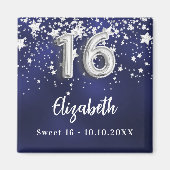 Zoete 16 marineverblauwe zilversterren magneet (Voorkant)