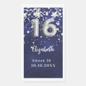 Zoete 16 marineverblauwe zilversterren servet (Voorkant)