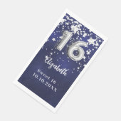 Zoete 16 marineverblauwe zilversterren servet (Hoek)