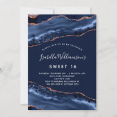 Zoete 16 marmer marmer blue roos goud kaart (Voorkant)