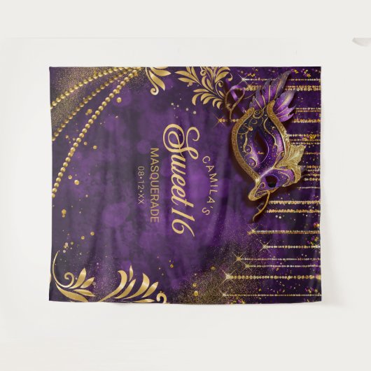 Zoete 16 Maskerade Paarse Foto Achtergrond ID1032 Wandkleed (Voorkant (horizontaal))