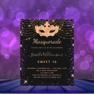 Zoete 16 masquerade zwarte paarse begrotingsuitnod