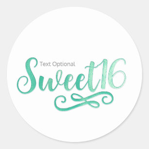 Zoete 16 Mintgroene Verjaardagsfeest Favor Ronde Sticker