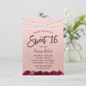 Zoete 16 Moderne gouden gouden vezel van het Roos Kaart (Staand voorkant)