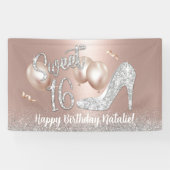 Zoete 16 Moderne Roos Gold Girl 16e verjaardag Spandoek (Horizontaal)