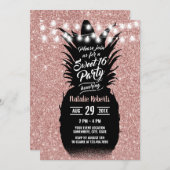 Zoete 16 Moderne Roze Gouden Glitters Ananas Kaart (Voorkant / Achterkant)