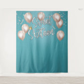 Zoete 16 Moderne Turquoise Meisje 16e Verjaardag B Wandkleed (Voorkant)