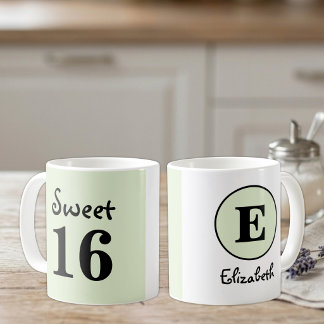 Zoete 16 monogram naam groen koffiemok