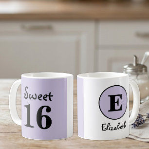 Zoete 16 monogram naam paars koffiemok
