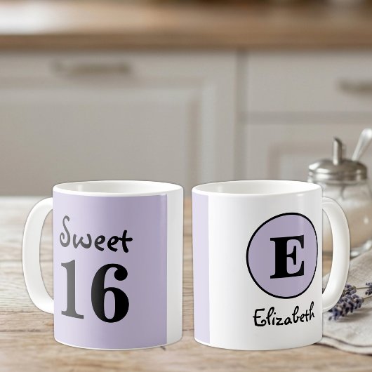 Zoete 16 monogram naam paars koffiemok