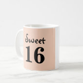 Zoete 16 monogram naam perzik koffiemok (Voorkant links)