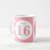 Zoete 16 monogram naam roze en wit koffiemok (Voorkant links)