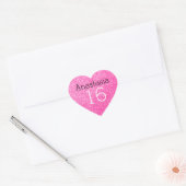Zoete 16 Naam Leeftijd Zwart & Heet Roze Glitter G Hart Sticker (Envelop)