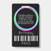 Zoete 16 Neon Glow Feest Verjaardagspas ID Badge (Achterkant)