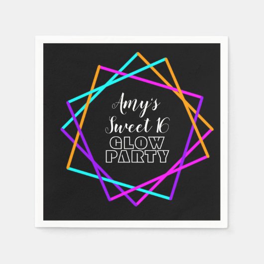 Zoete 16 Neon Glow in the Dark Bars Birthday Servet (Voorkant)