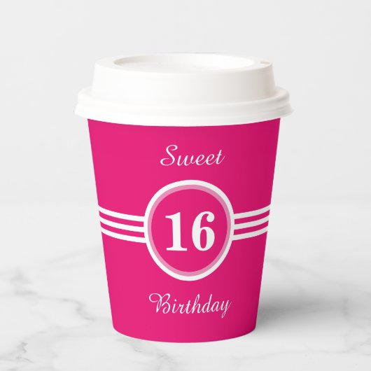 Zoete 16 op de Pink Birthday Party Papieren Bekers (Voorkant)