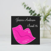 Zoete 16  oranjeroze lips op zwarte 2 kaart (Staand voorkant)