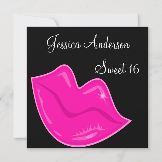 Zoete 16  oranjeroze lips op zwarte 2 kaart (Voorkant)