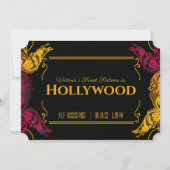 zoete 16 oude HOLLYWOOD BIRTHDAY-ticket Uitnodigin Kaart (Achterkant)