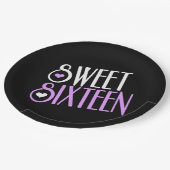 Zoete 16 Paars Papieren Bordje (Gekanteld)