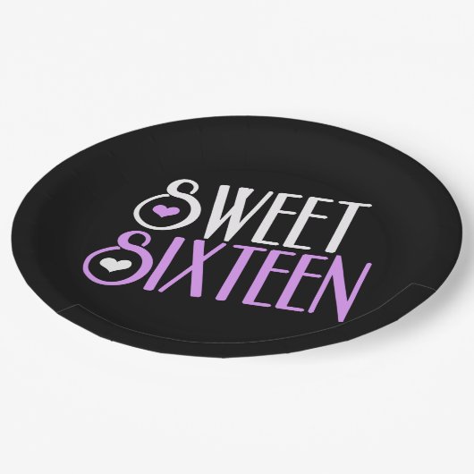 Zoete 16 Paars Papieren Bordje (Gekanteld)