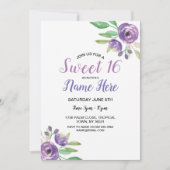 Zoete 16 Paarse bloem Lila bij geboorte Kaart (Voorkant)