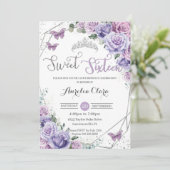 Zoete 16 Paarse Floral 16e verjaardag Butterflies Kaart (Staand voorkant)