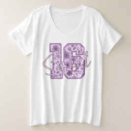 Zoete 16 Paarse Lavendel Bloemig 16e Verjaardagsca Grote Maat T-shirt