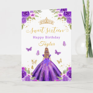 Zoete 16 Paarse Prinses Blond Meisje Kaart