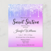 zoete 16 paarse roze dripende glitters - uitnodigi (Voorkant)